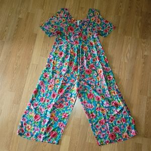 Vintage 80s floral print jumpsuit